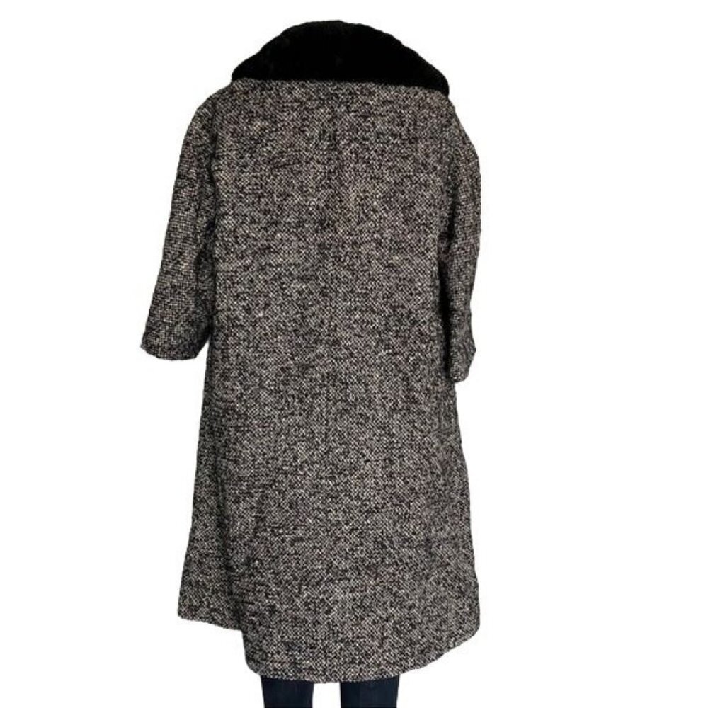 Vintage Livingston Bros Berriege Wool Fur Coat Black & White Fur CollarJacket Si - Picture 9 of 11